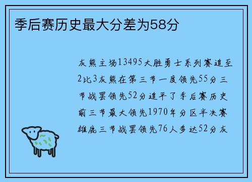 季后赛历史最大分差为58分